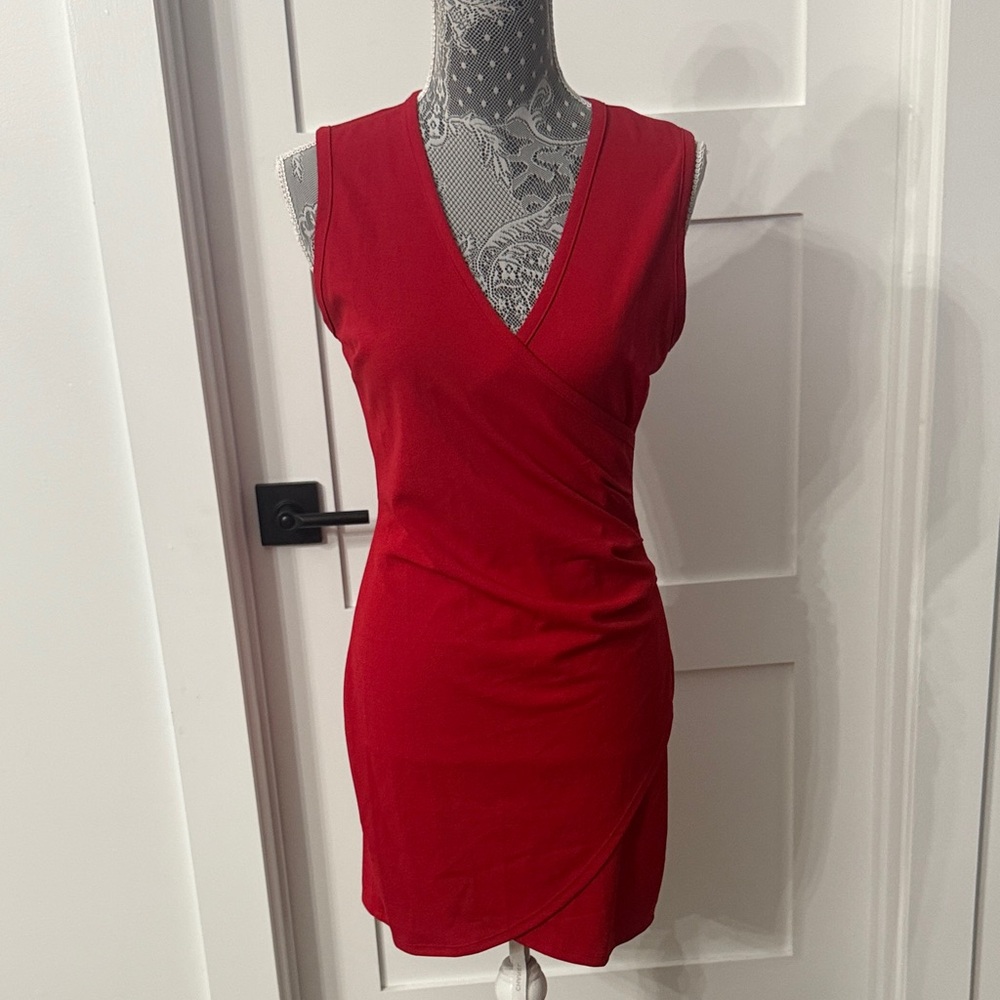 Crystal Doll Red Wrap Mini Dress